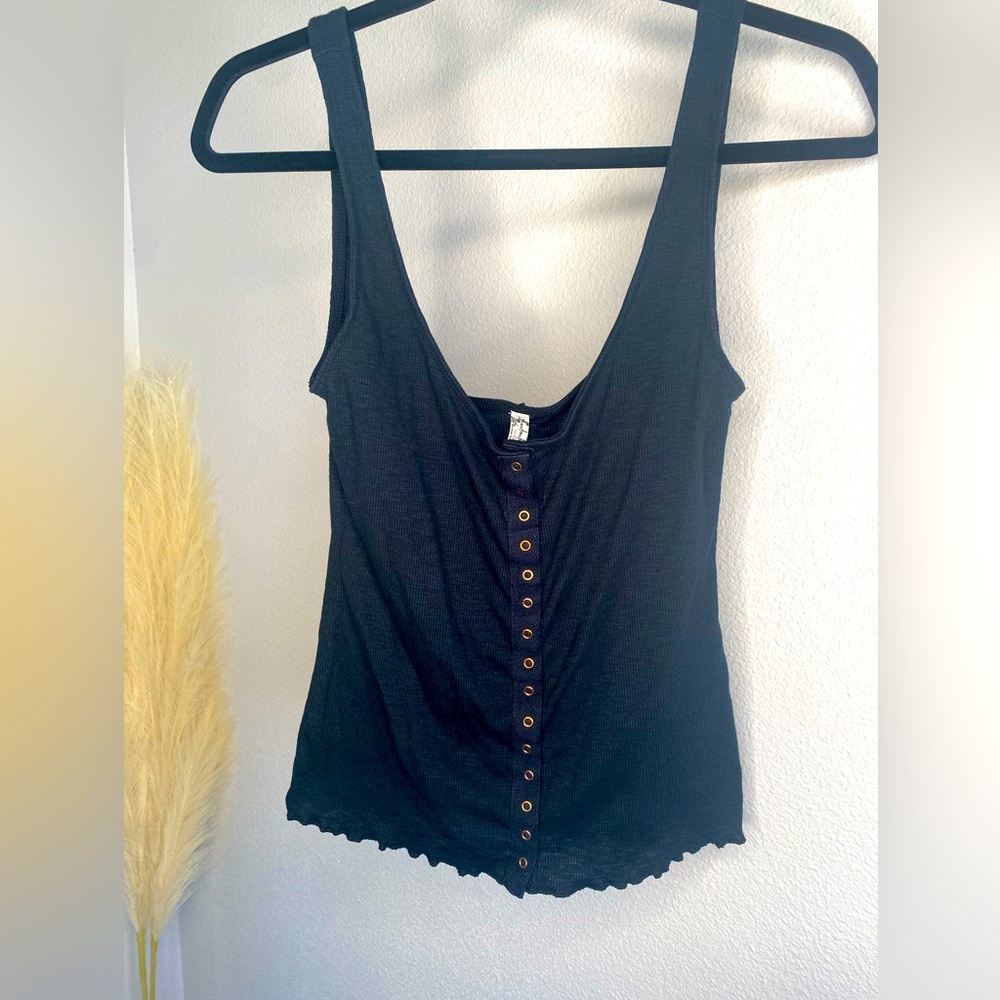 Free people ribbed tank top black size medium